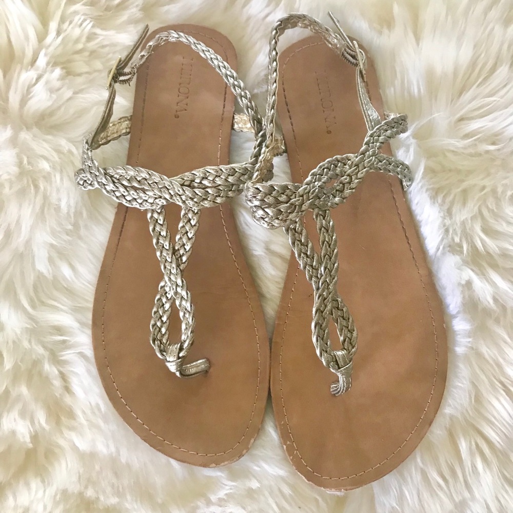 Gold woven sandals